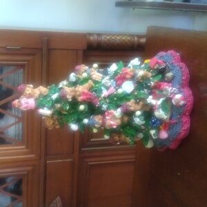 Vintage Christmas Tree full of Bears and Toys Home Décor 13"